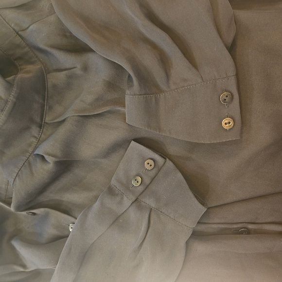 100% Silk Button Down Midi Shirt Dress Black Size 6 Womens - Picture 6 of 9